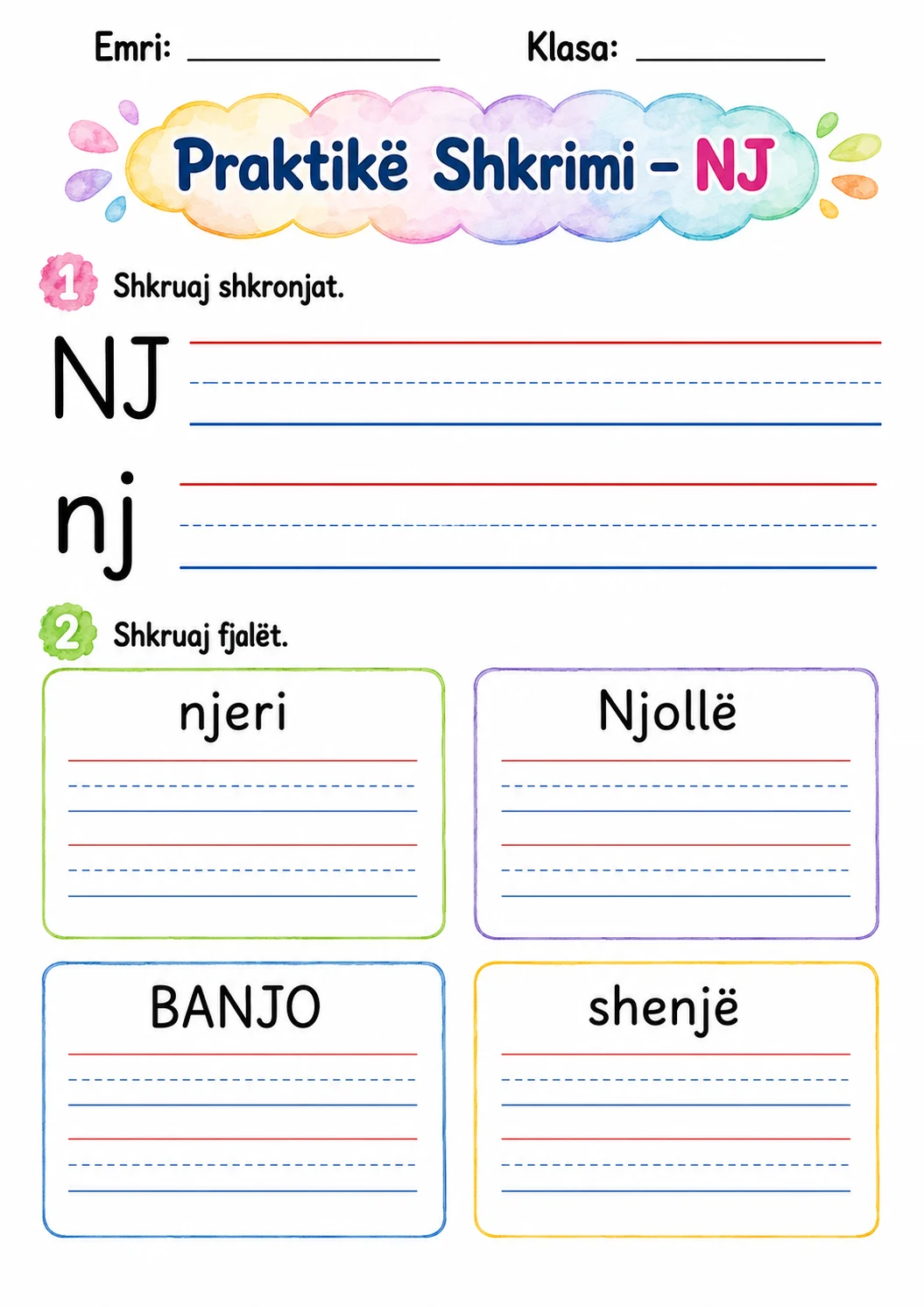 Albanian Letter Nj Phonics Worksheets Pack page 9 printable worksheet preview