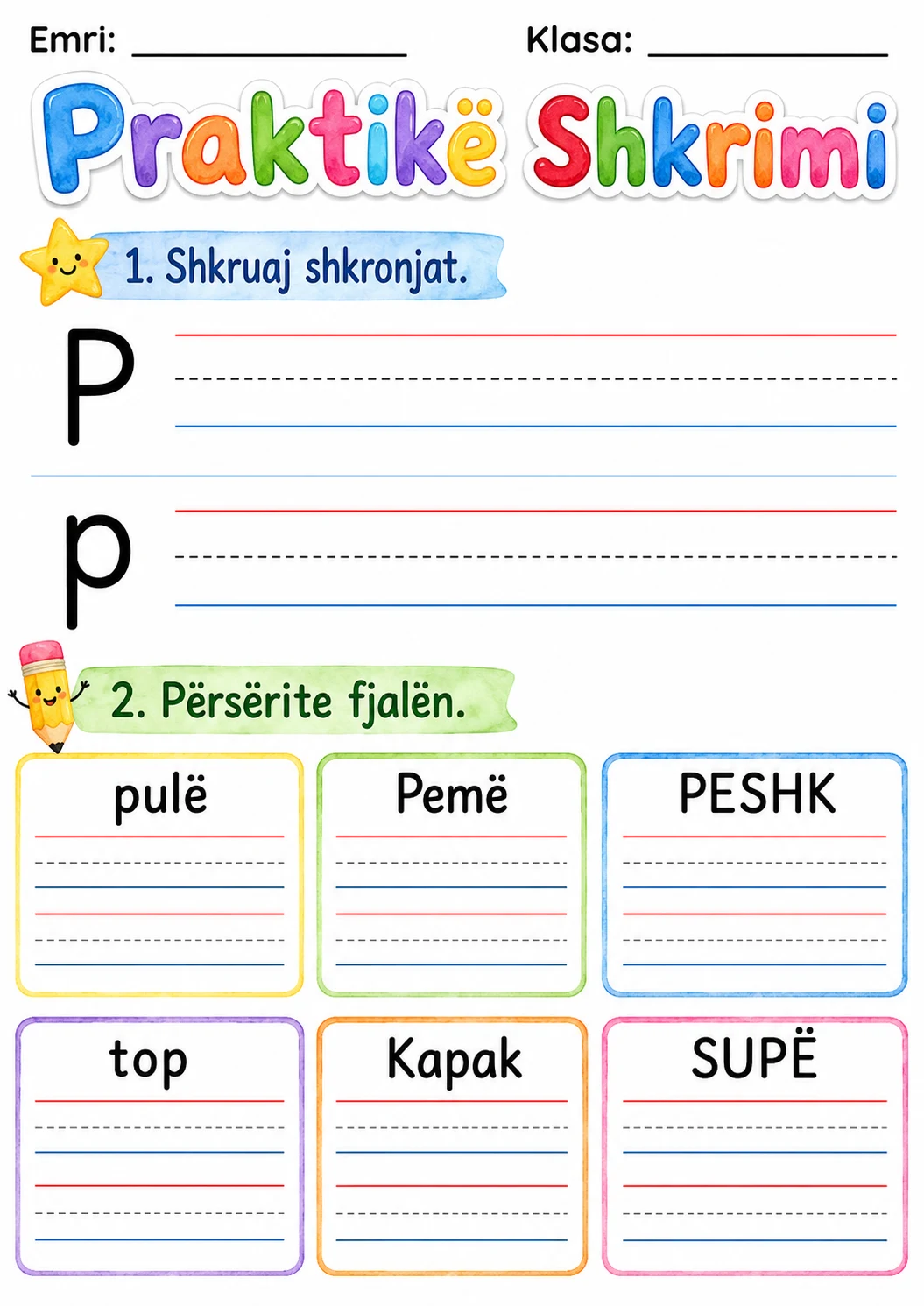 Albanian Letter P Phonics Worksheets Pack page 4 printable worksheet preview