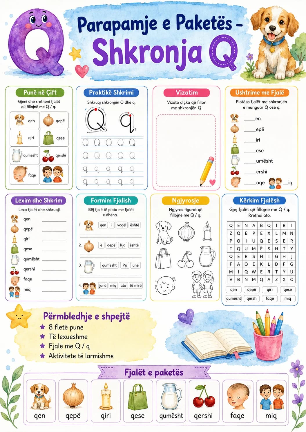 Albanian Letter Q Phonics Worksheets Pack page 2 printable worksheet preview
