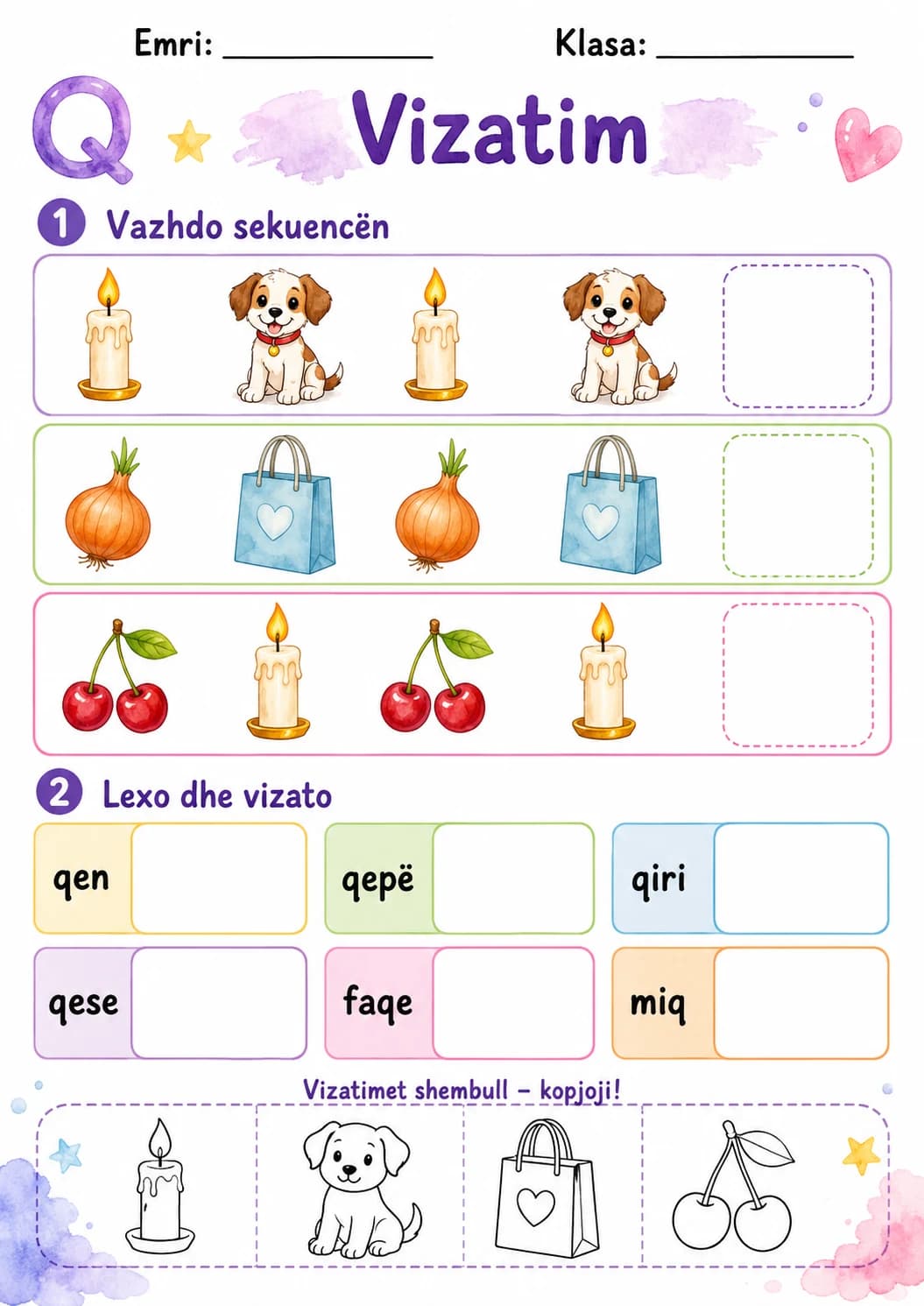 Albanian Letter Q Phonics Worksheets Pack page 8 printable worksheet preview