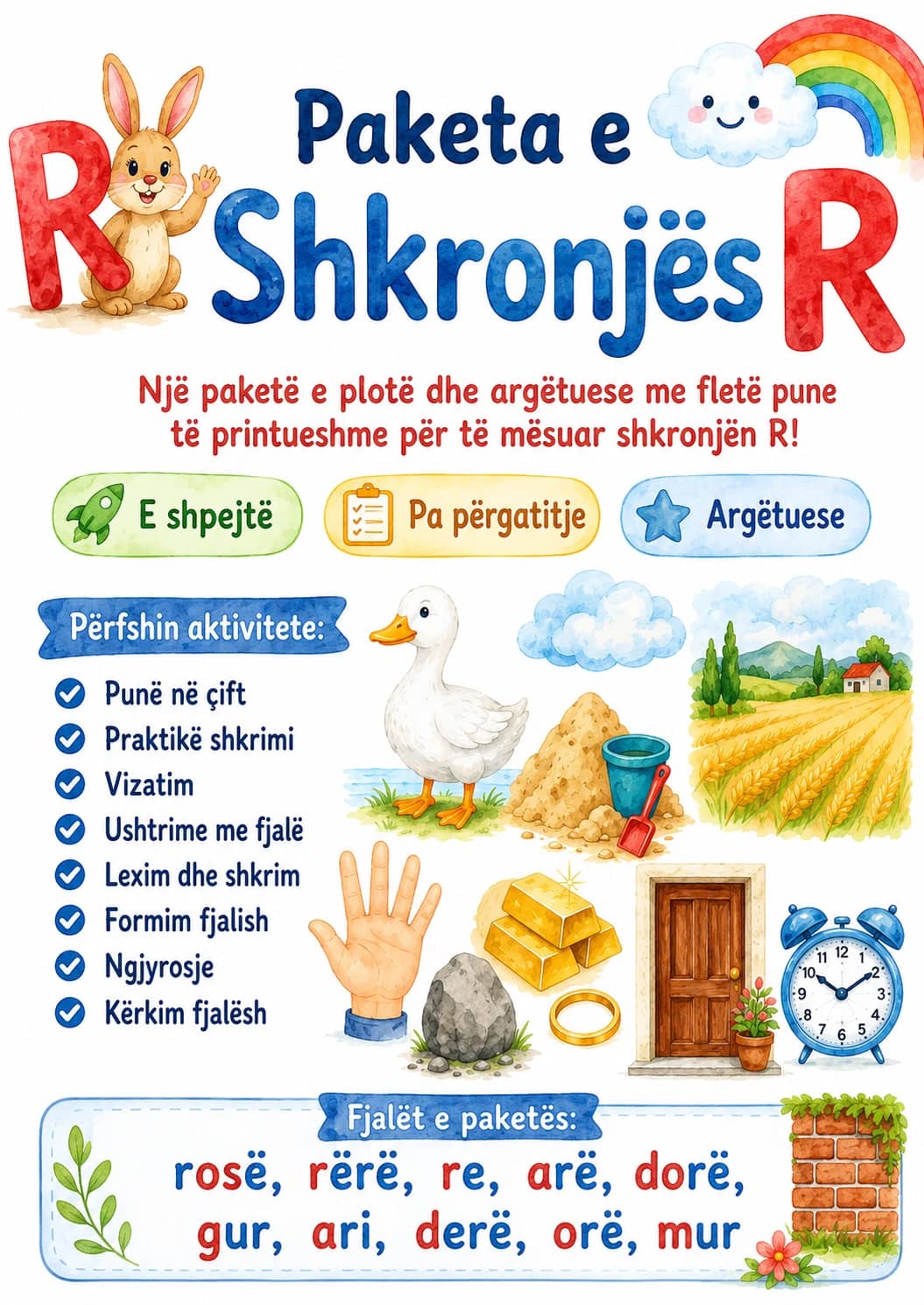 Albanian Letter R Phonics Worksheets Pack printable worksheet pack preview from KiwiBee