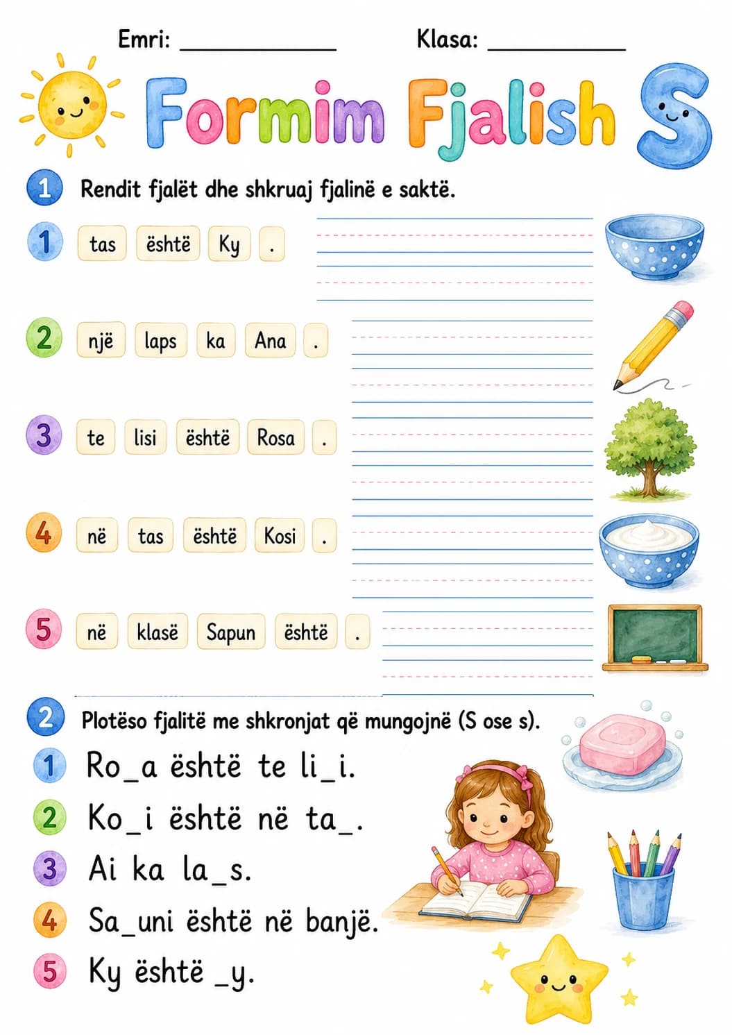 Albanian Letter S Phonics Worksheets Pack page 4 printable worksheet preview