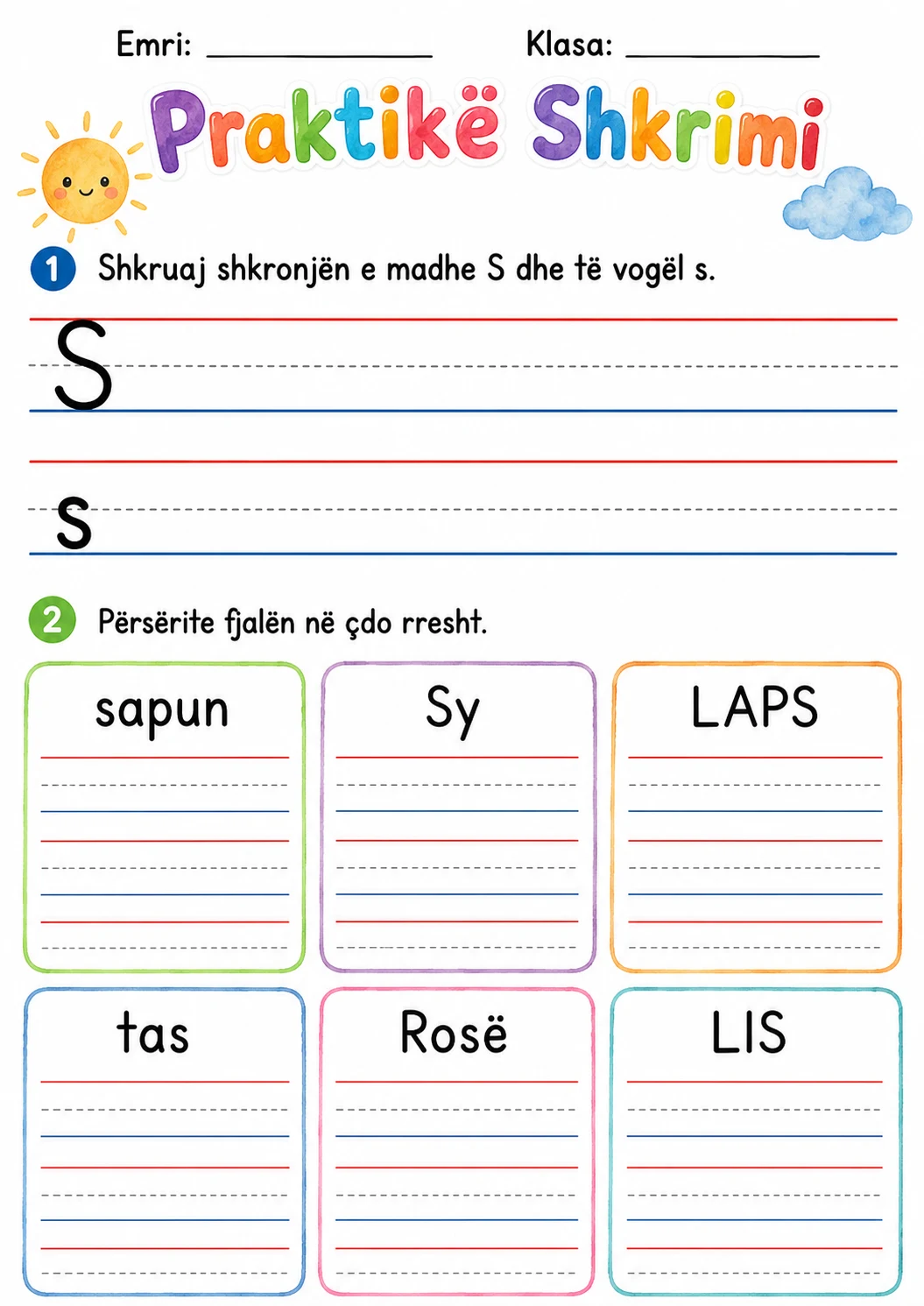 Albanian Letter S Phonics Worksheets Pack page 5 printable worksheet preview