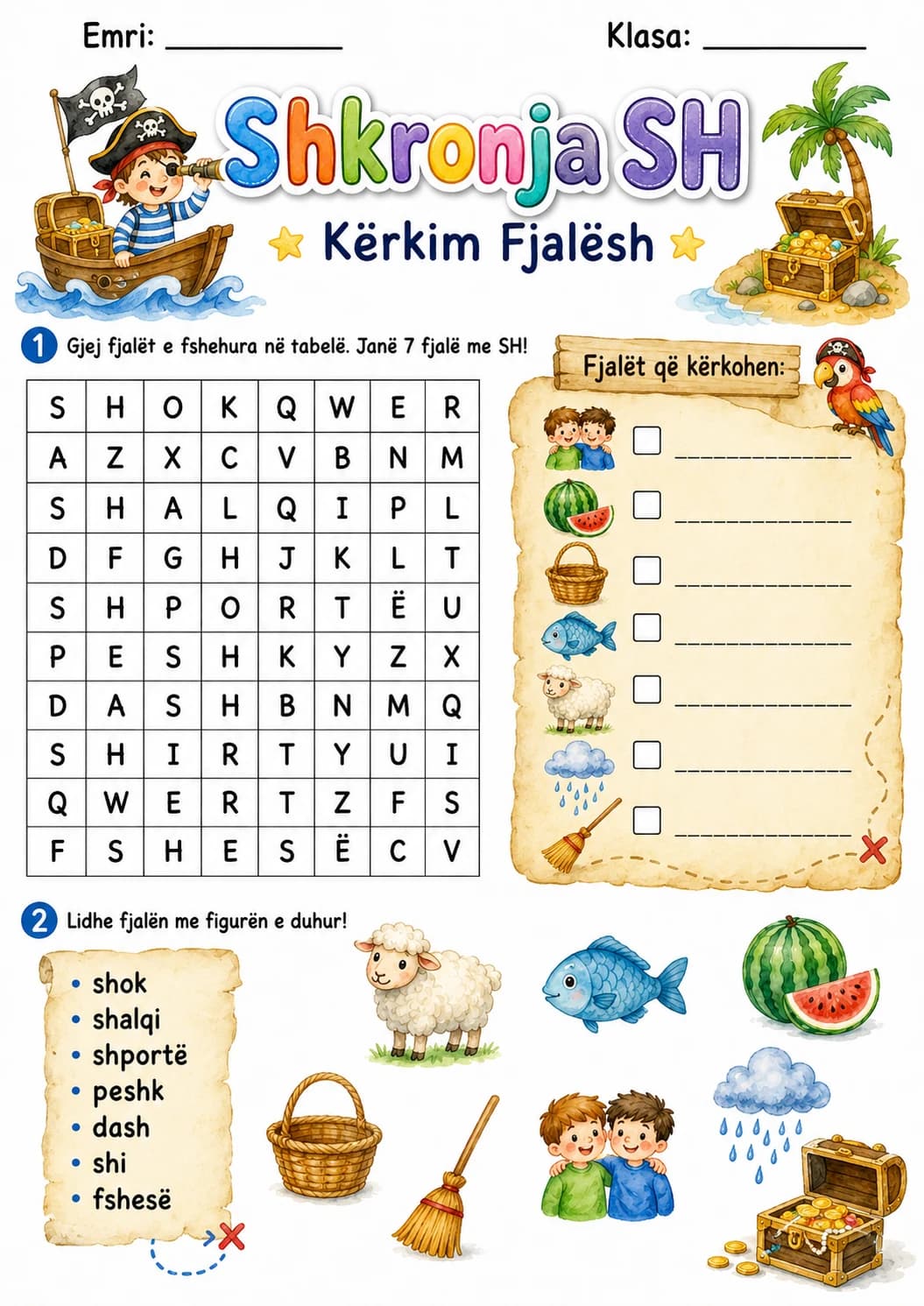 Albanian Letter Sh Phonics Worksheets Pack printable worksheet pack preview from KiwiBee