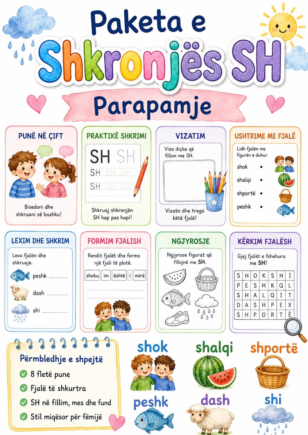 Albanian Letter Sh Phonics Worksheets Pack page 2 printable worksheet preview