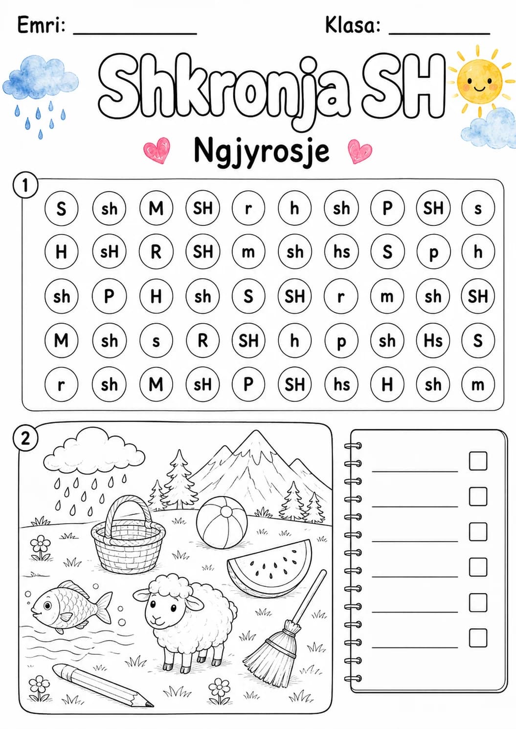 Albanian Letter Sh Phonics Worksheets Pack page 4 printable worksheet preview