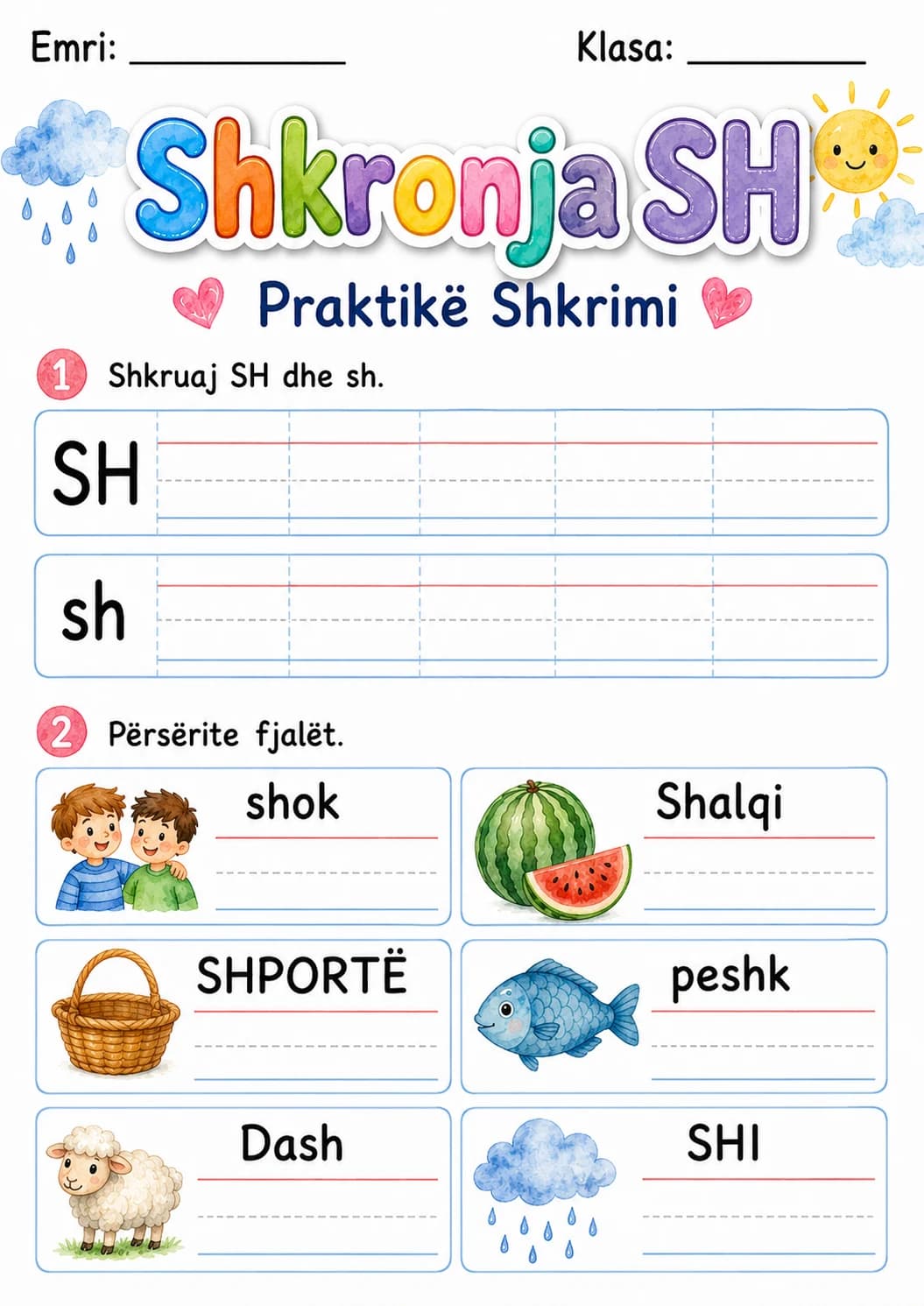Albanian Letter Sh Phonics Worksheets Pack page 6 printable worksheet preview