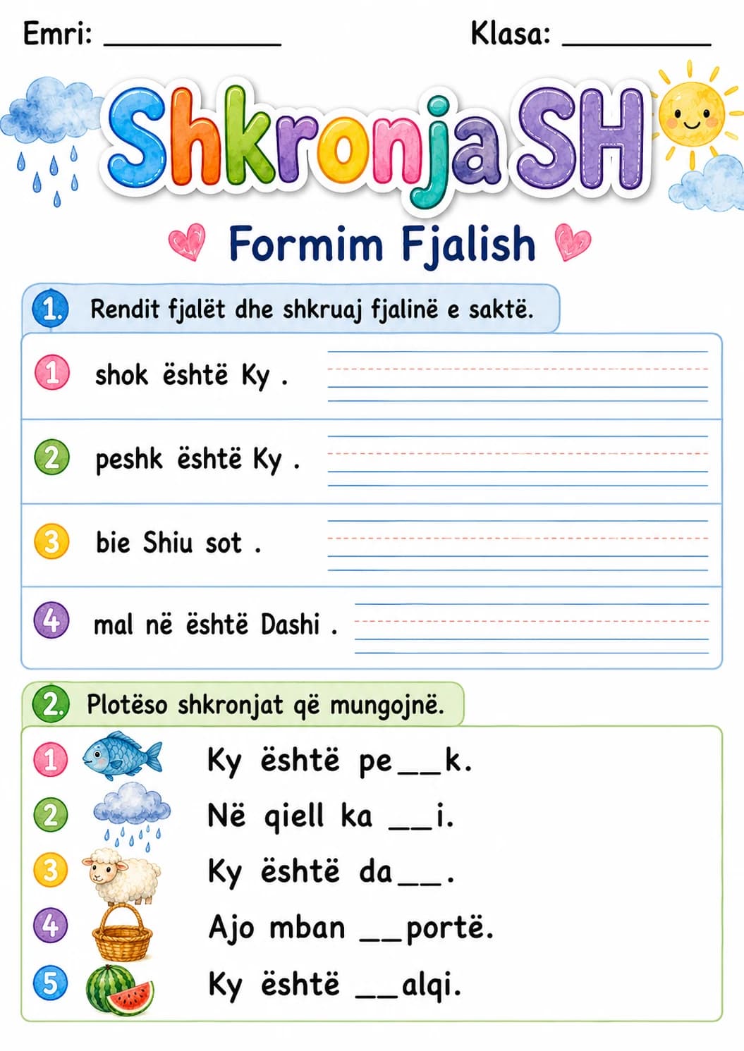Albanian Letter Sh Phonics Worksheets Pack page 7 printable worksheet preview