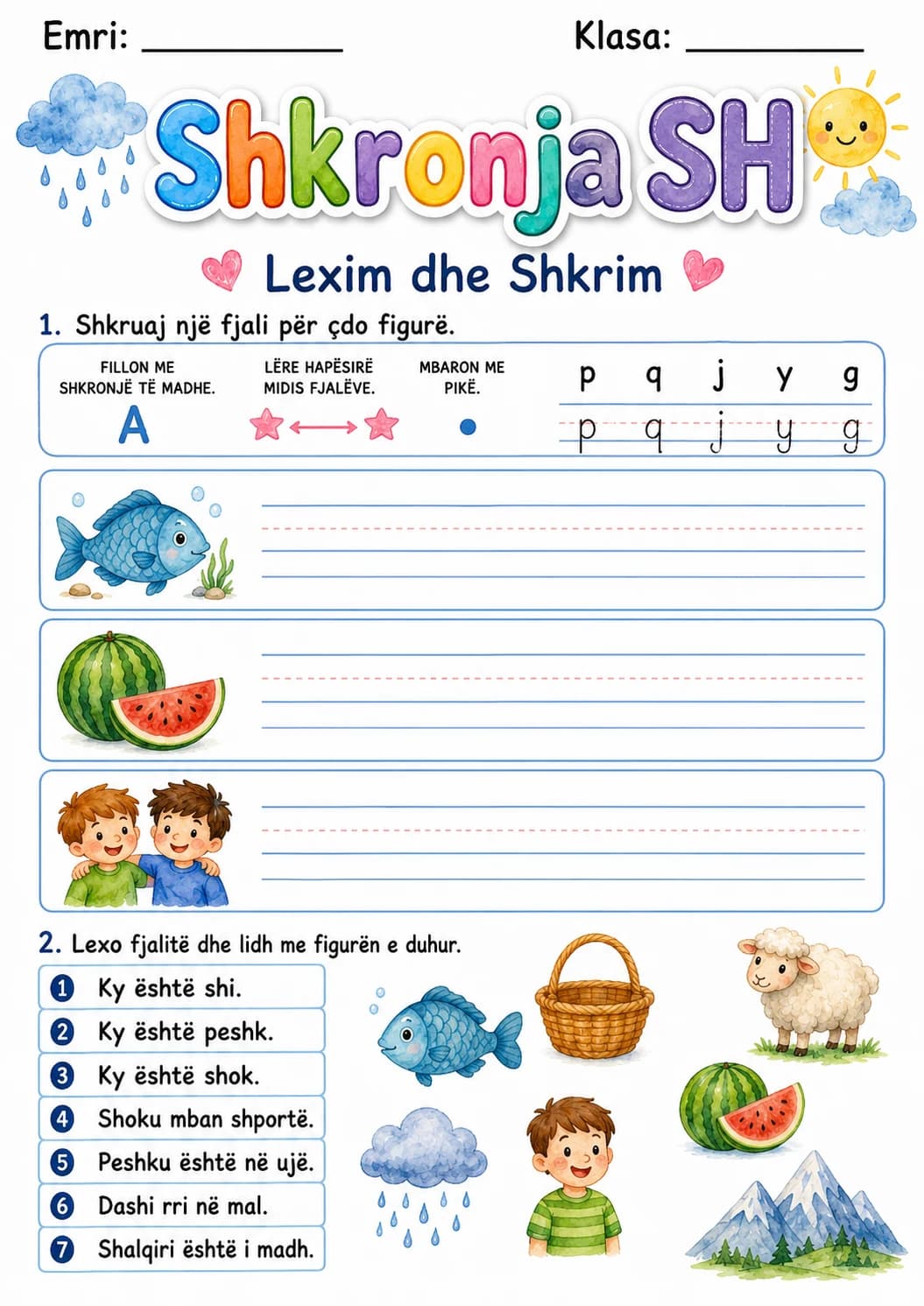 Albanian Letter Sh Phonics Worksheets Pack page 8 printable worksheet preview