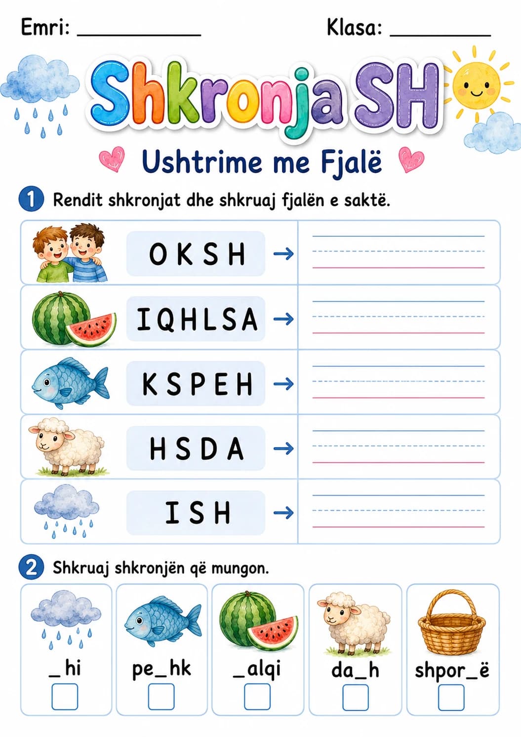 Albanian Letter Sh Phonics Worksheets Pack page 9 printable worksheet preview