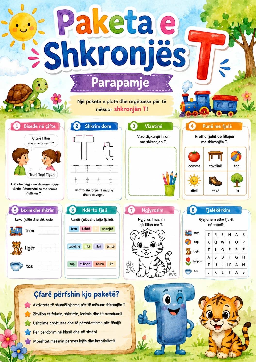 Albanian Letter T Phonics Worksheets Pack page 2 printable worksheet preview