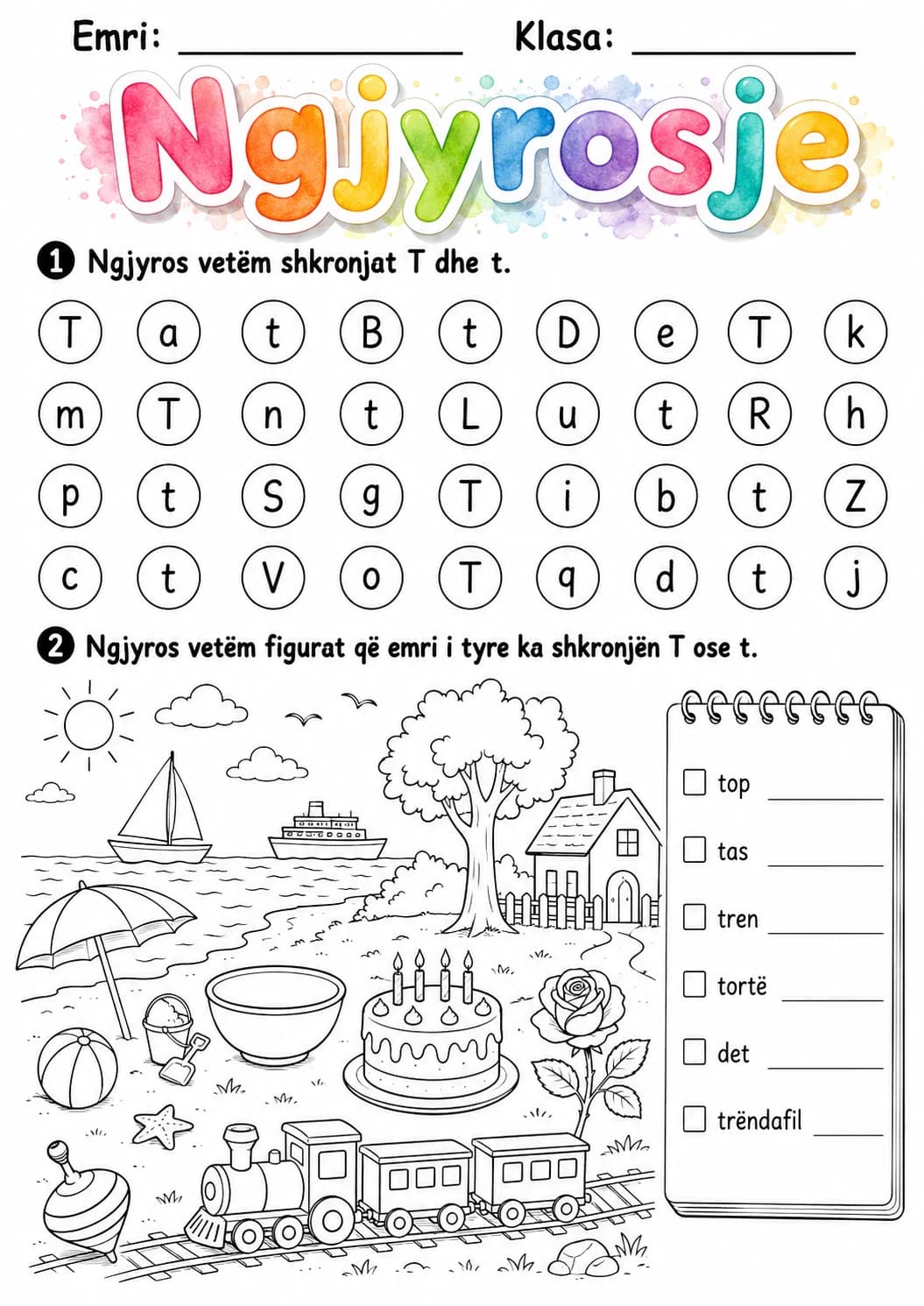 Albanian Letter T Phonics Worksheets Pack page 3 printable worksheet preview