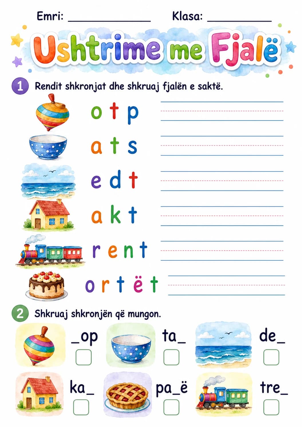 Albanian Letter T Phonics Worksheets Pack page 6 printable worksheet preview