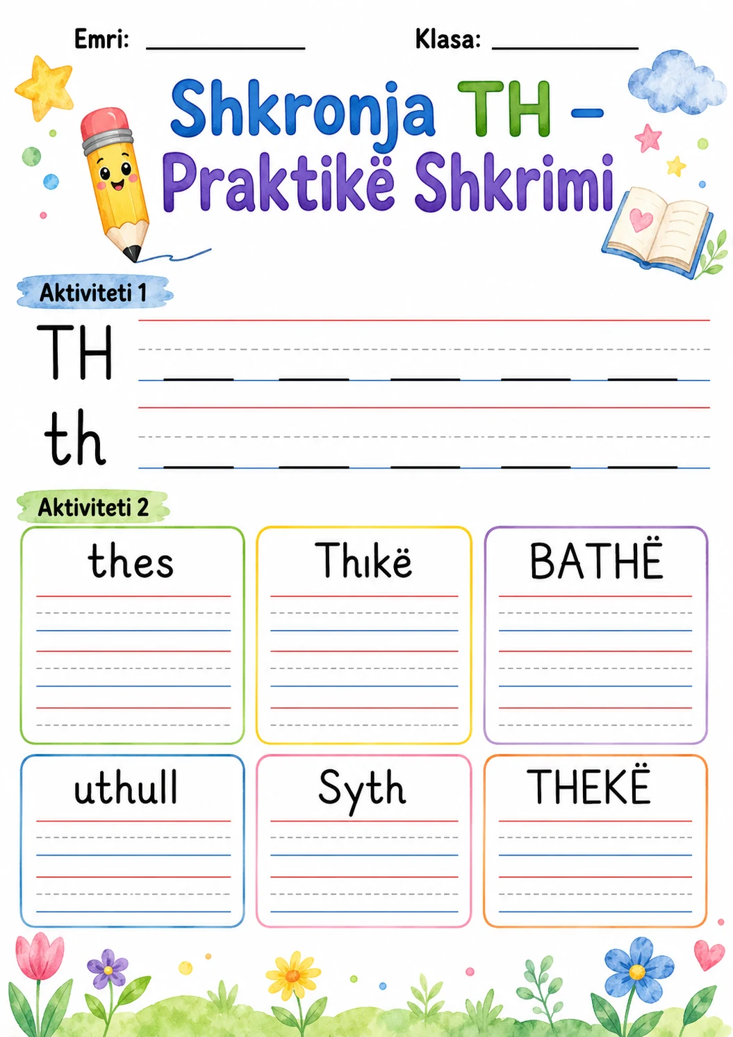 Albanian Letter Th Phonics Worksheets Pack printable worksheet pack preview from KiwiBee