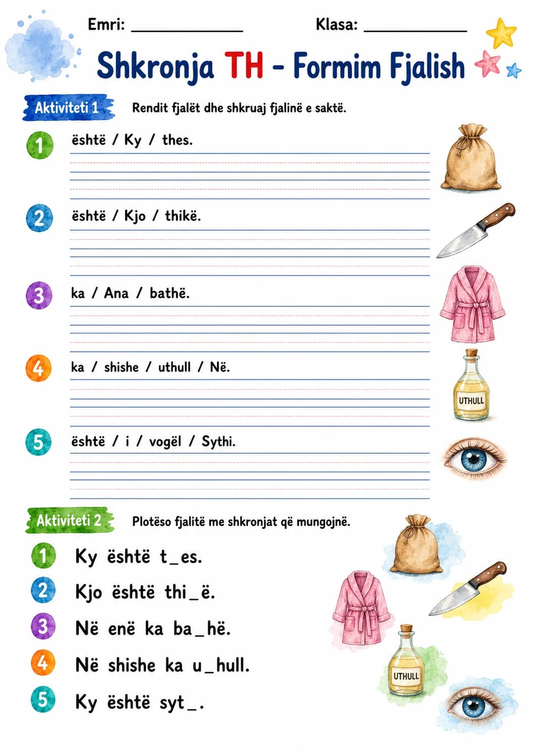 Albanian Letter Th Phonics Worksheets Pack page 9 printable worksheet preview