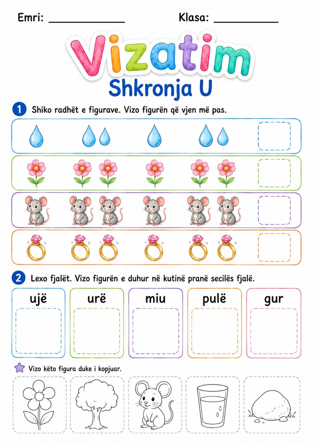 Albanian Letter U Phonics Worksheets Pack printable worksheet pack preview from KiwiBee