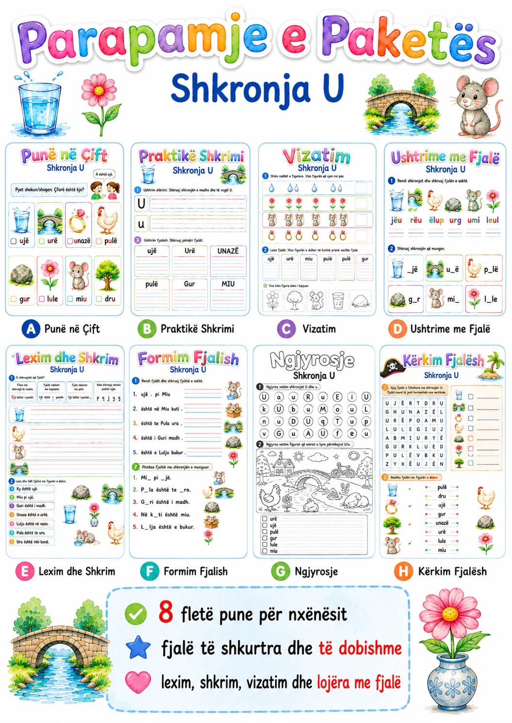 Albanian Letter U Phonics Worksheets Pack page 2 printable worksheet preview