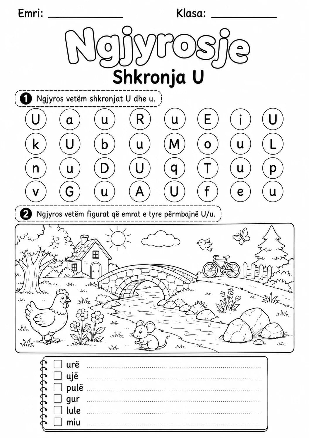 Albanian Letter U Phonics Worksheets Pack page 5 printable worksheet preview