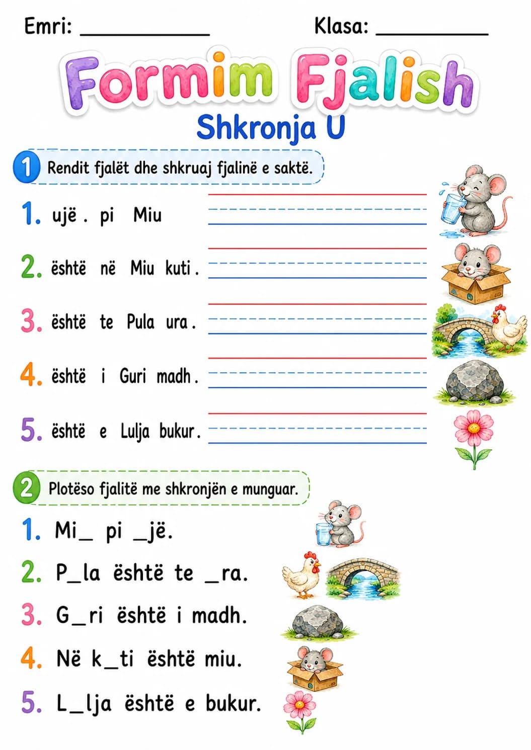 Albanian Letter U Phonics Worksheets Pack page 7 printable worksheet preview