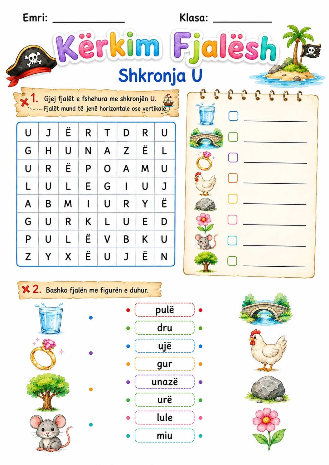 Albanian Letter U Phonics Worksheets Pack page 9 printable worksheet preview