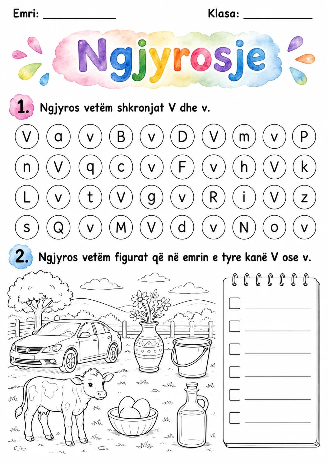 Albanian Letter V Phonics Worksheets Pack printable worksheet pack preview from KiwiBee