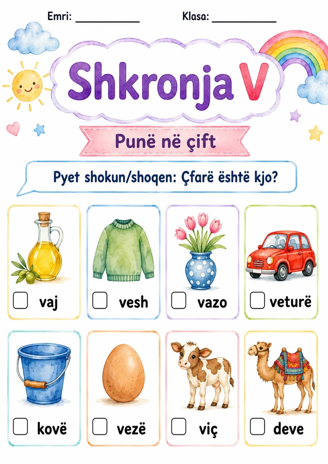 Albanian Letter V Phonics Worksheets Pack page 3 printable worksheet preview