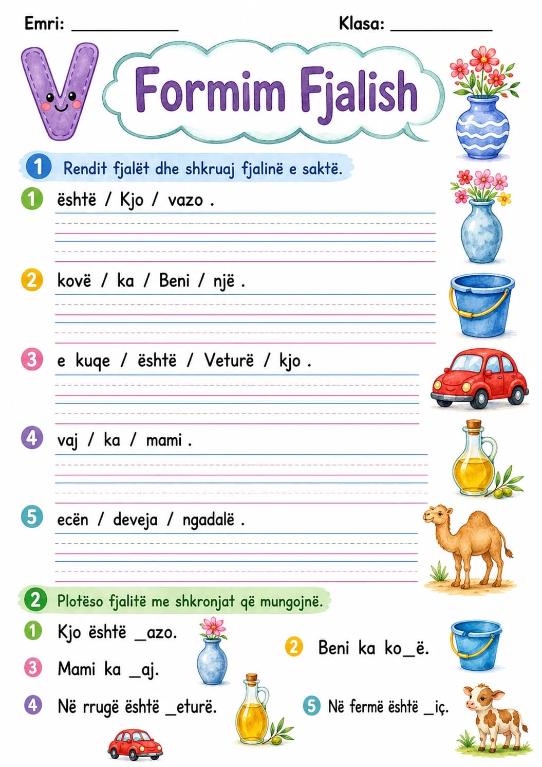 Albanian Letter V Phonics Worksheets Pack page 4 printable worksheet preview