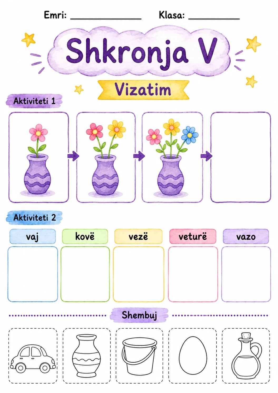 Albanian Letter V Phonics Worksheets Pack page 6 printable worksheet preview