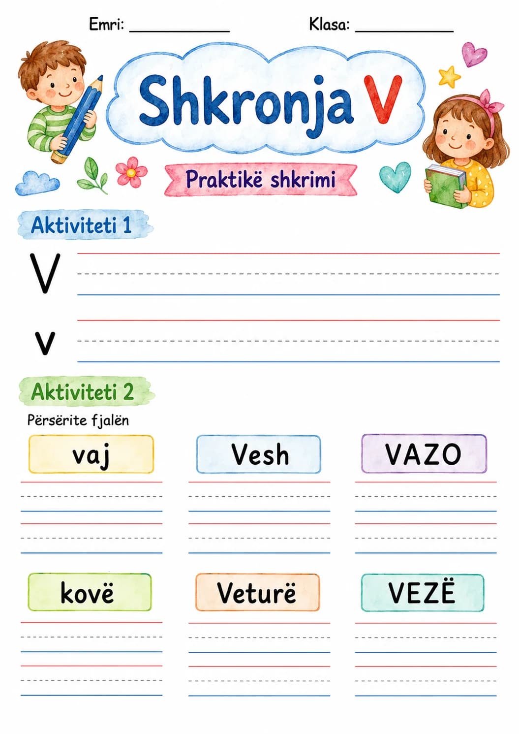 Albanian Letter V Phonics Worksheets Pack page 7 printable worksheet preview