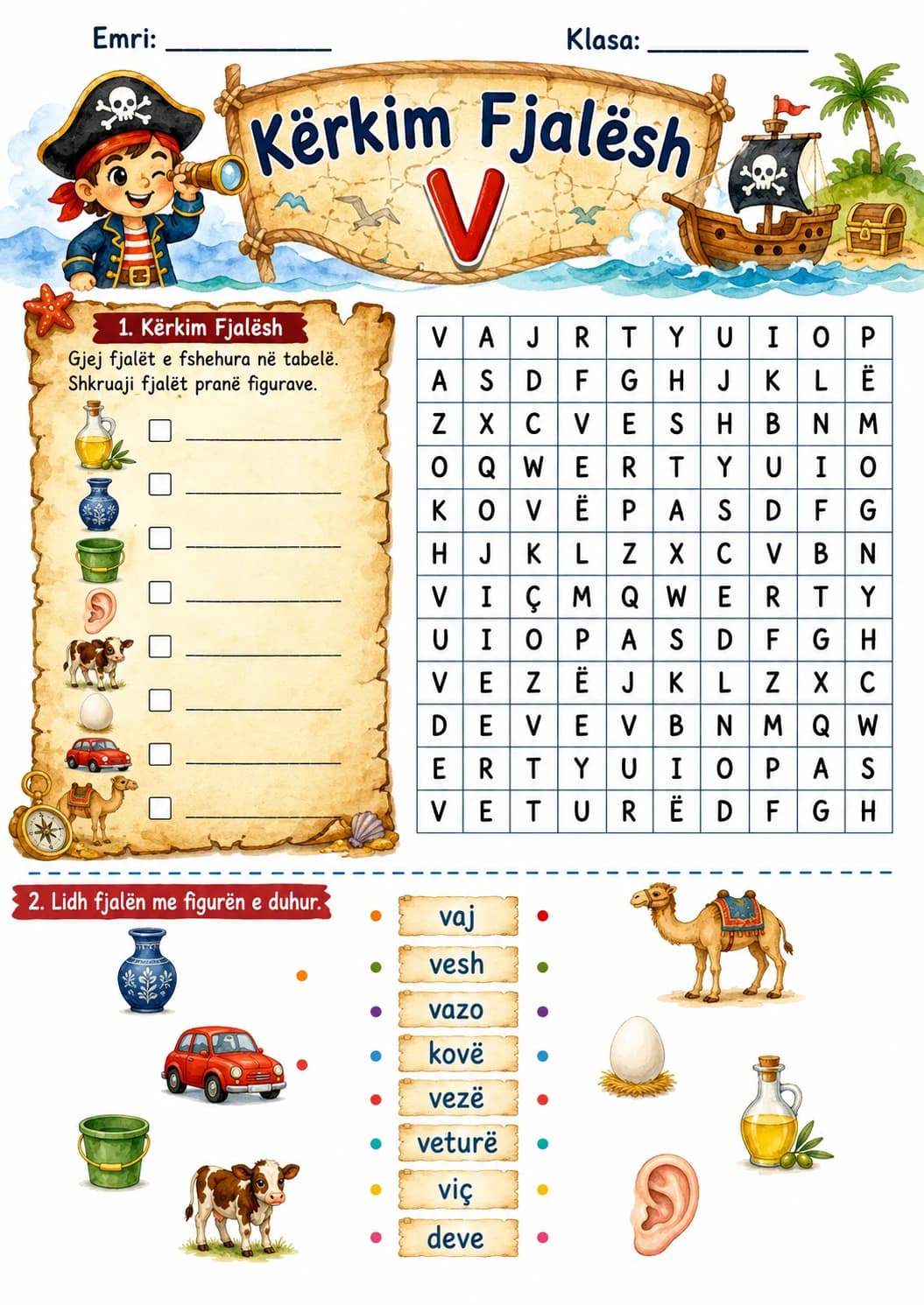 Albanian Letter V Phonics Worksheets Pack page 9 printable worksheet preview