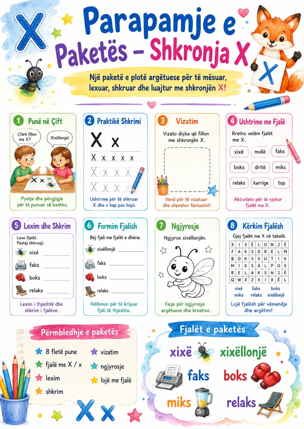 Albanian Letter X Phonics Worksheets Pack page 2 printable worksheet preview