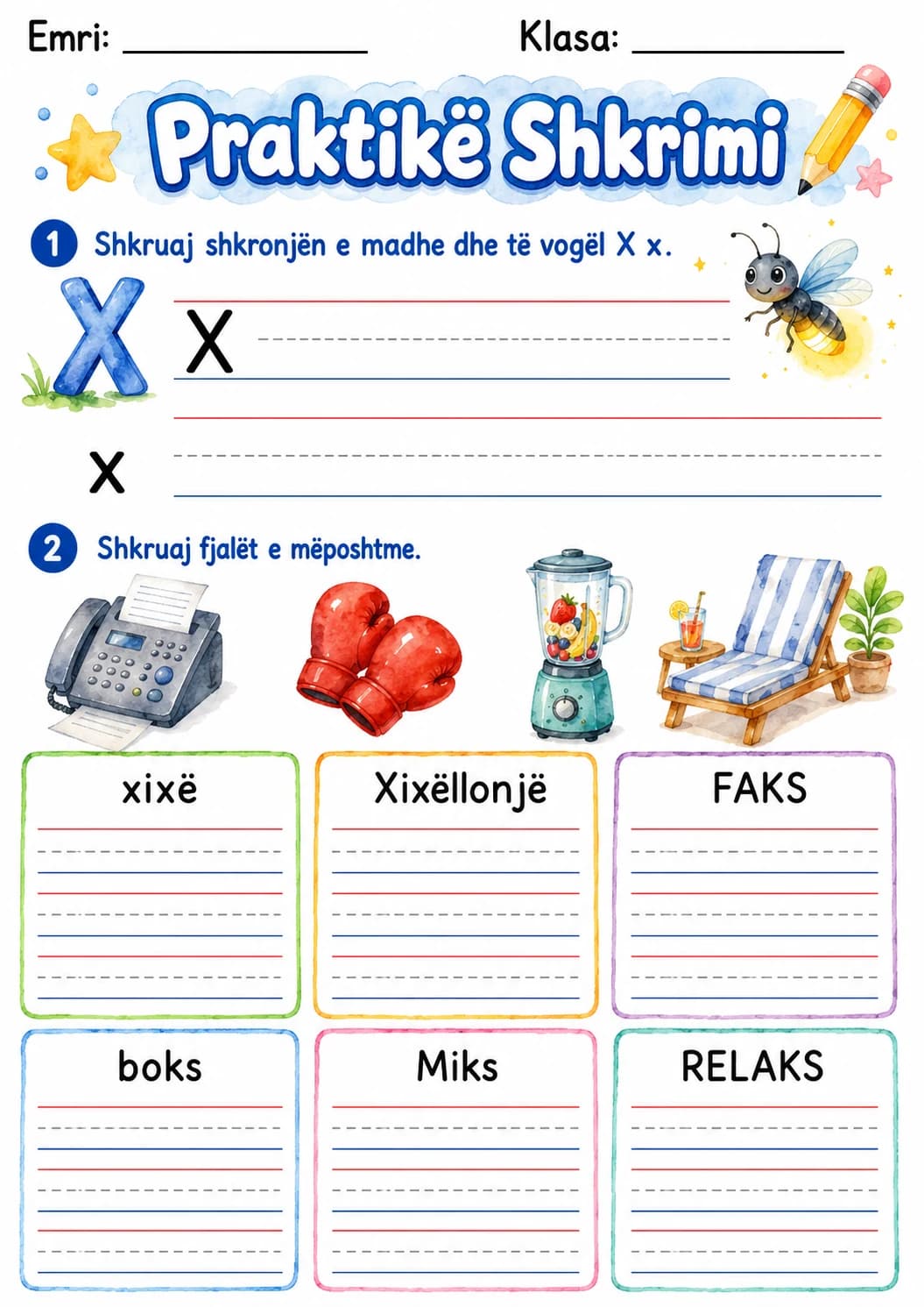 Albanian Letter X Phonics Worksheets Pack page 3 printable worksheet preview