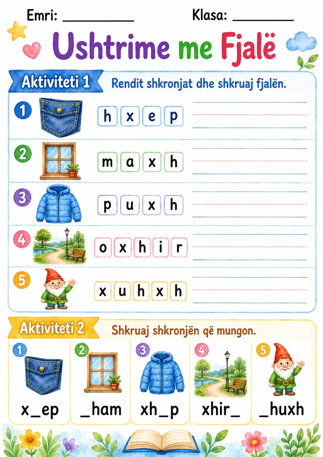 Albanian Letter Xh Phonics Worksheets Pack printable worksheet pack preview from KiwiBee