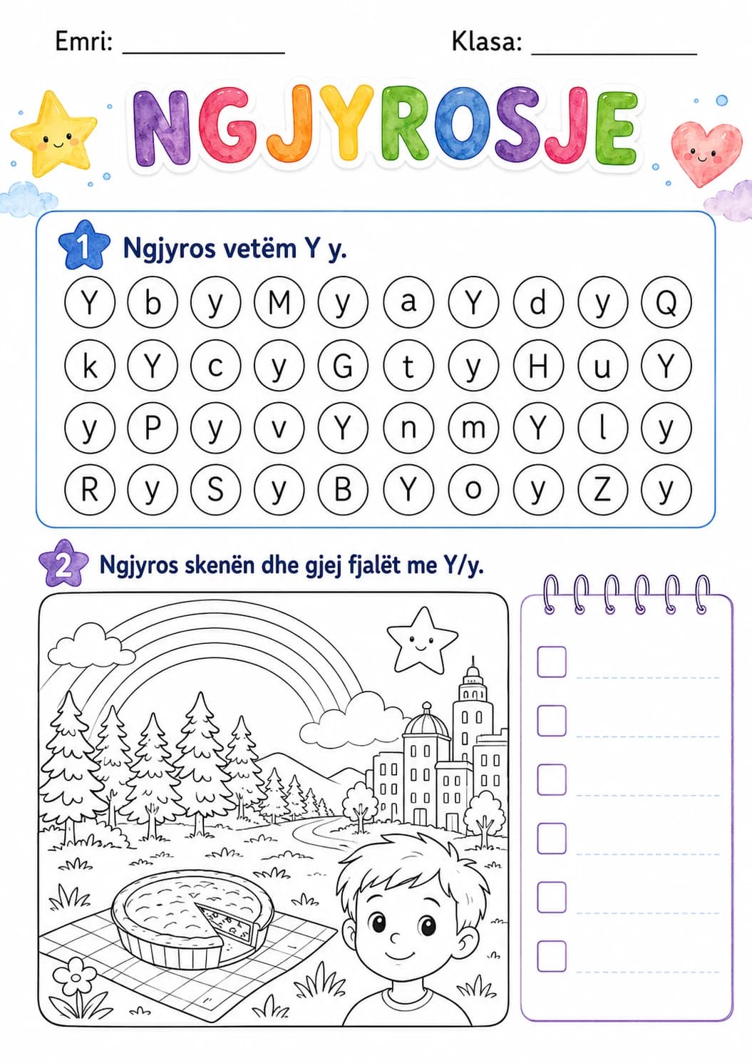 Albanian Letter Y Phonics Worksheets Pack printable worksheet pack preview from KiwiBee
