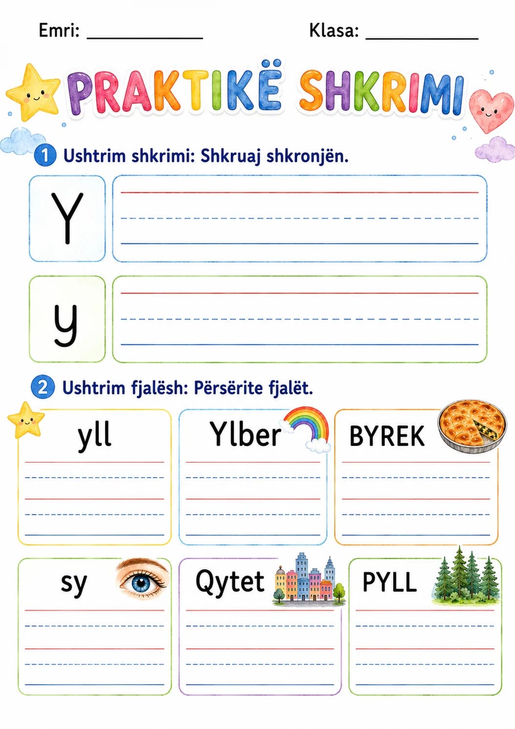 Albanian Letter Y Phonics Worksheets Pack page 5 printable worksheet preview