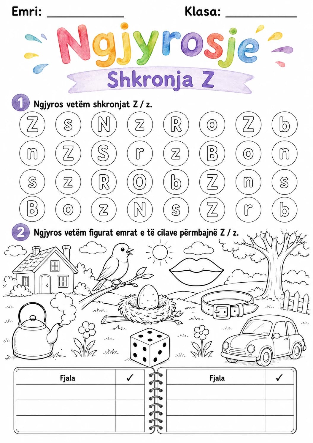 Albanian Letter Z Phonics Worksheets Pack page 6 printable worksheet preview