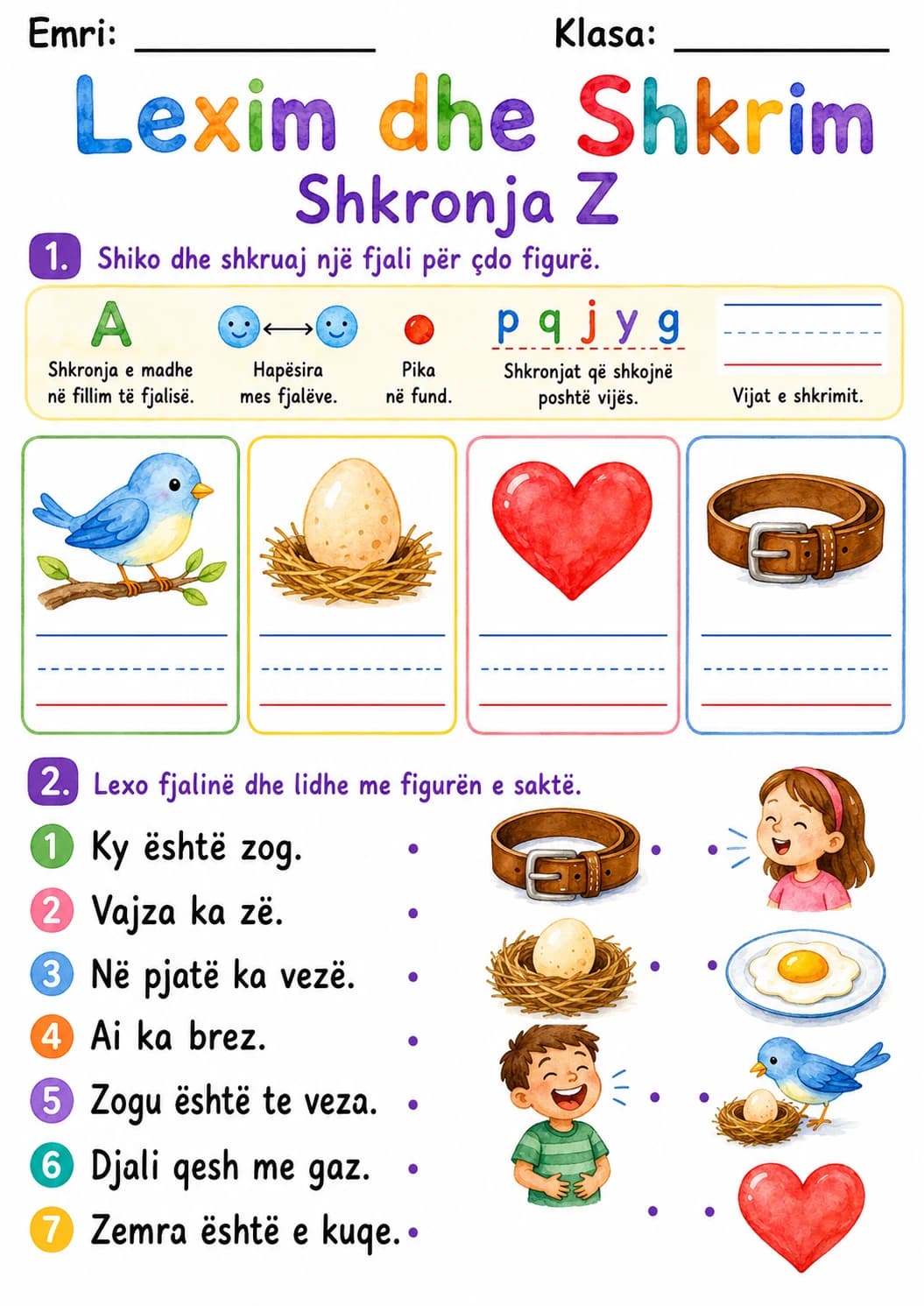 Albanian Letter Z Phonics Worksheets Pack page 8 printable worksheet preview