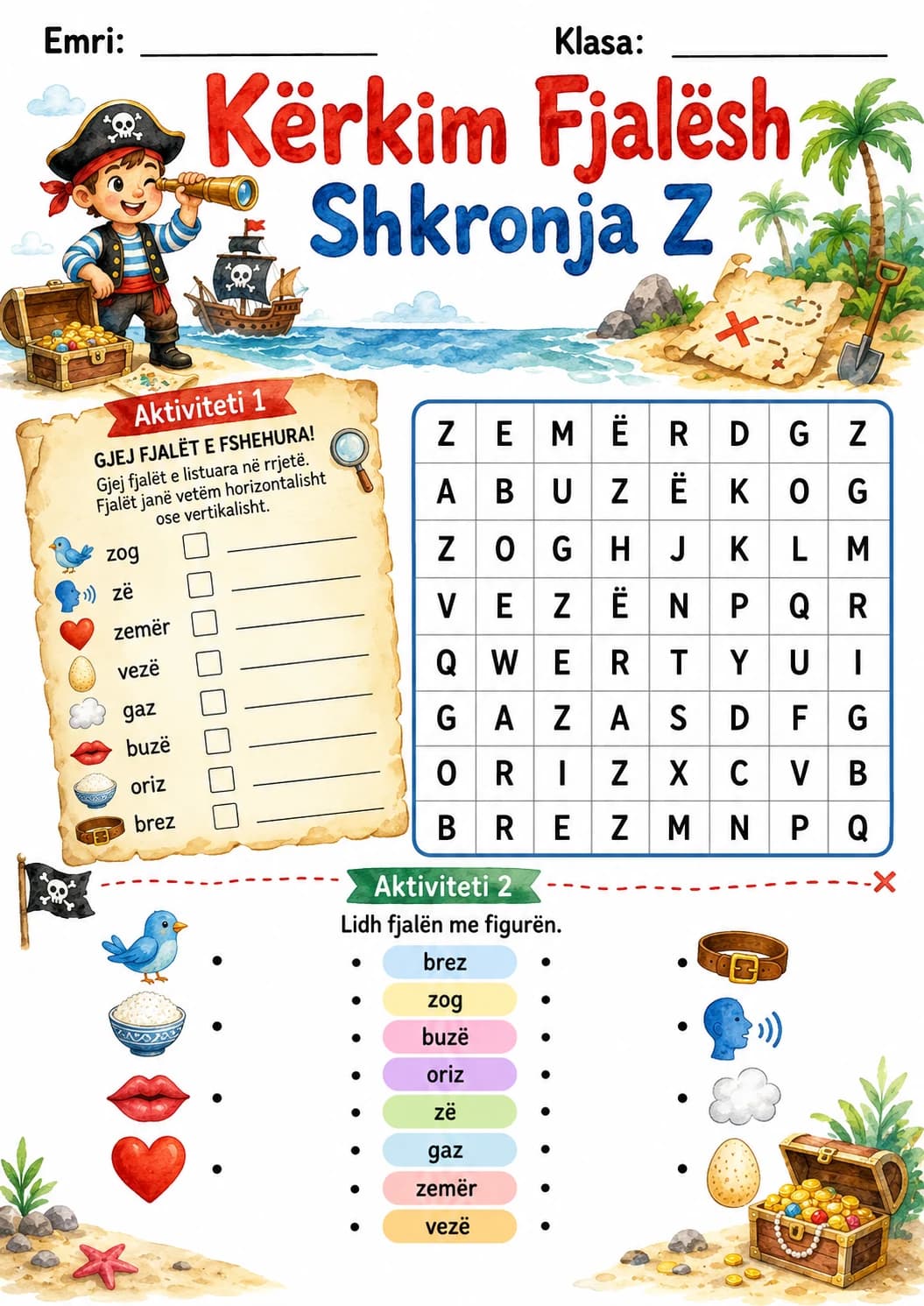 Albanian Letter Z Phonics Worksheets Pack page 9 printable worksheet preview