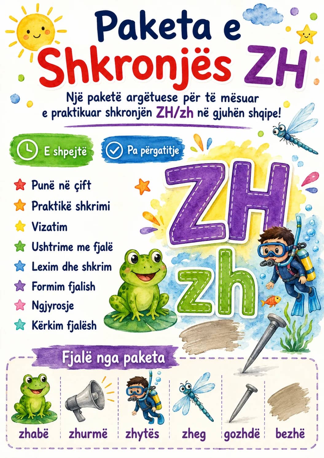 Albanian Letter Zh Phonics Worksheets Pack printable worksheet pack preview from KiwiBee