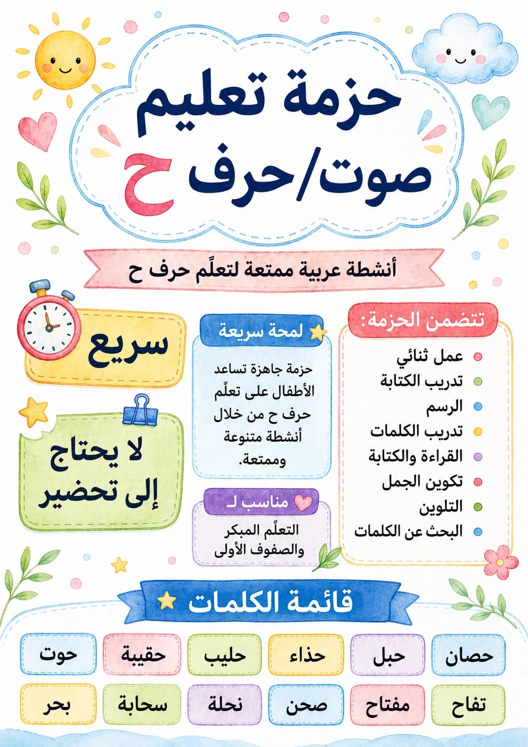 Arabic Letter Haa Phonics Worksheets Pack printable worksheet pack preview from KiwiBee