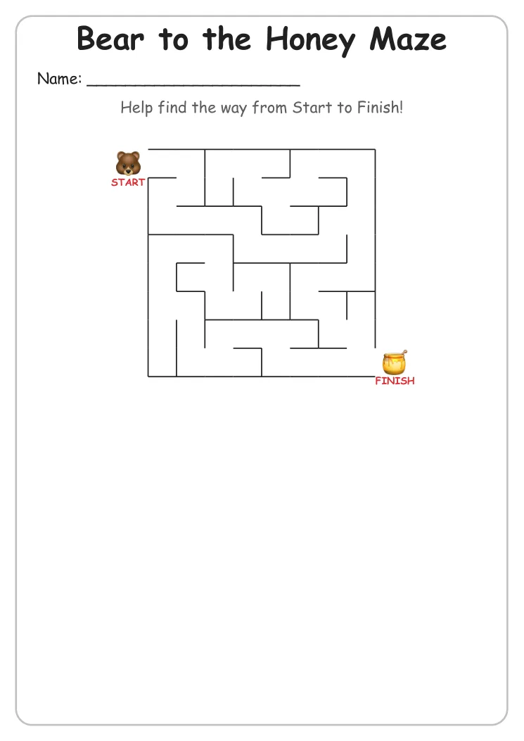 Bear to the Honey maze for Kindergarten