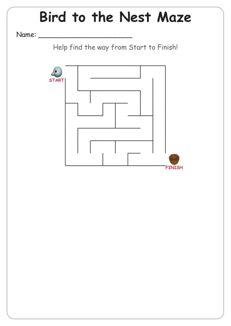 Bird to the Nest Maze (Kindergarten)