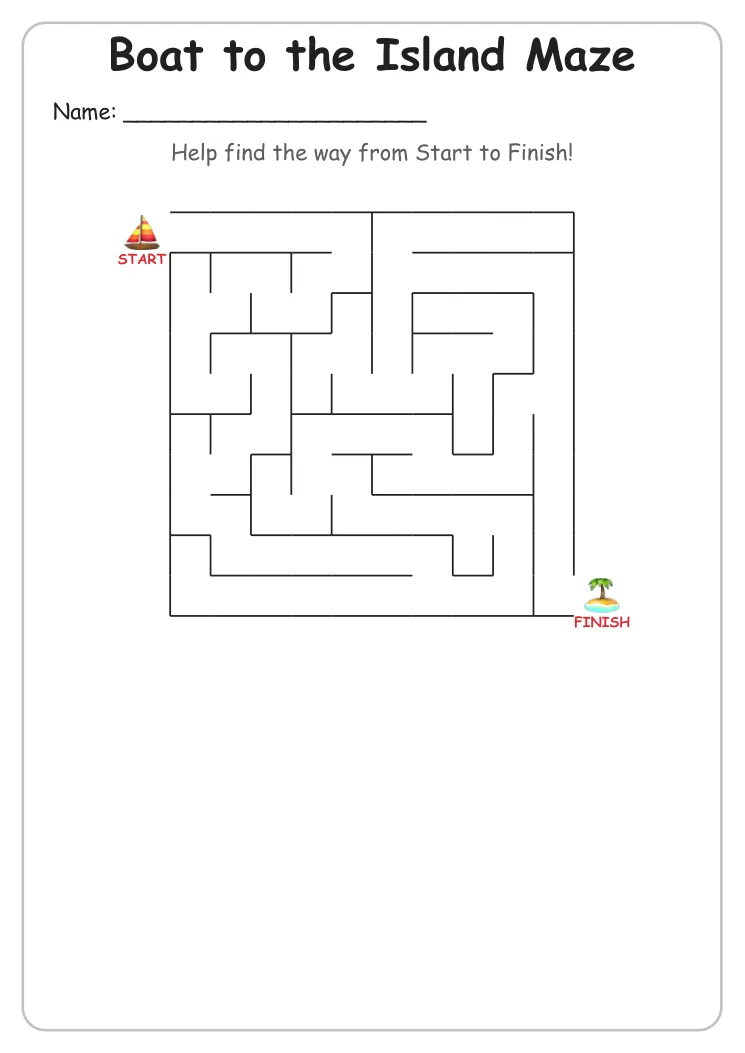 Boat to the Island maze for Grade 1