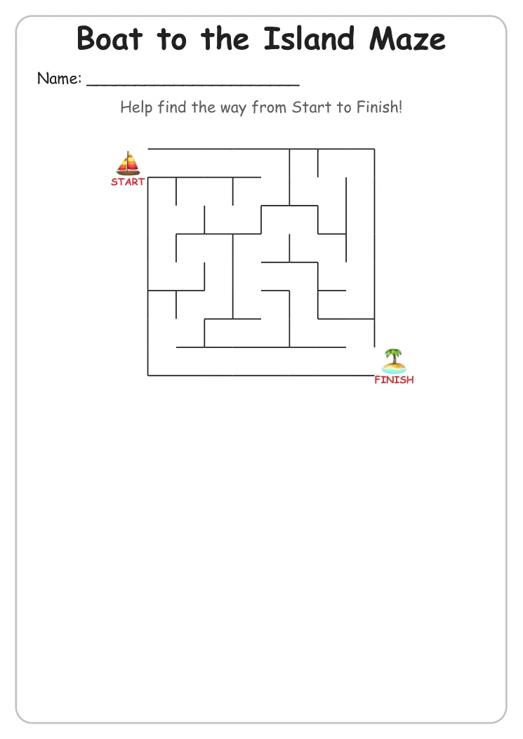 Boat to the Island maze for Kindergarten