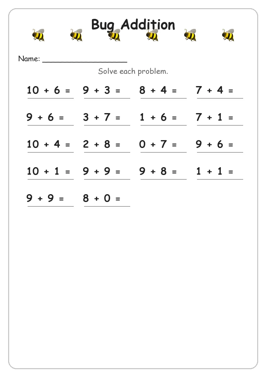 Bug Addition (Grade 1)