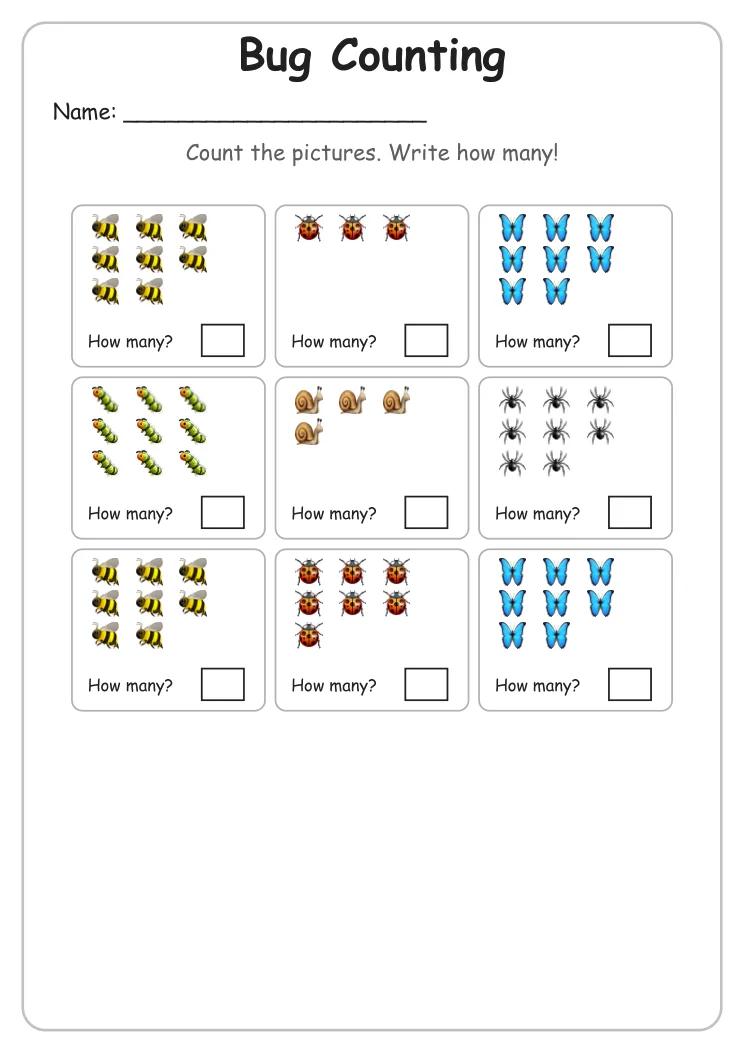 Bug Counting to 10 (Kindergarten)
