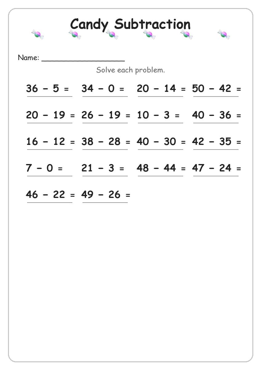 Candy Subtraction (Grade 2)