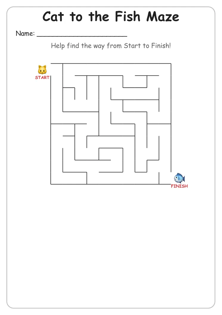 Cat to the Fish maze for Grade 1
