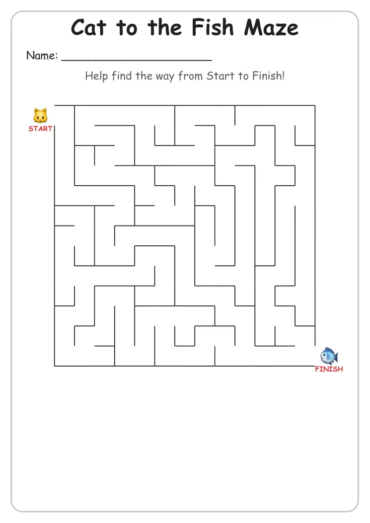 Cat to the Fish maze for Grade 2