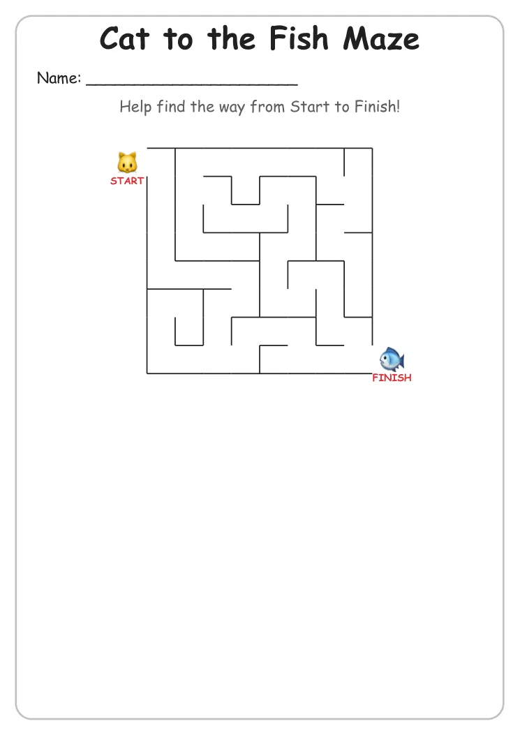 Cat to the Fish Maze (Kindergarten)